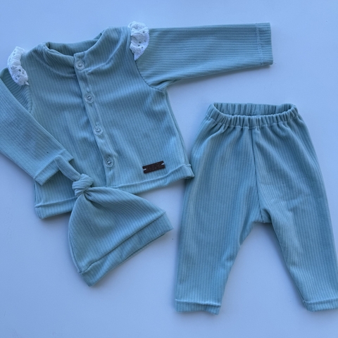 Conjunto plush Aqua con broderie - comprar online