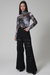 Calça Wide Leg Sarja Black Destroyed