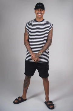 REGATA MACHAO LISTRADA PRETA - loja online