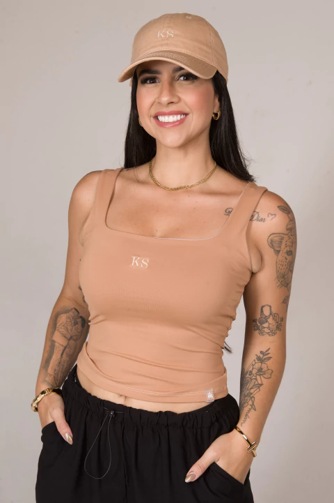 CROPPED POLIAMIDA BEGE - comprar online