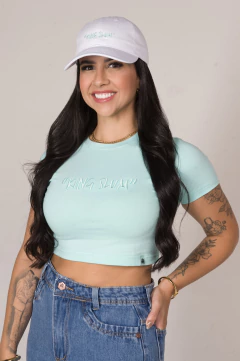 CROPPED BORDADO ALTO RELEVO AZUL BEBÊ - comprar online