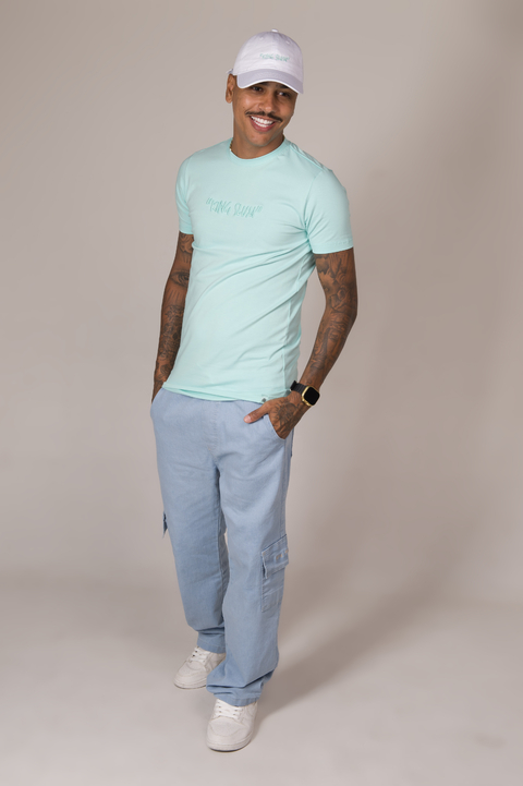 BLUSA SLIM BORDADO ALTO RELEVO AZUL BEBÊ - comprar online