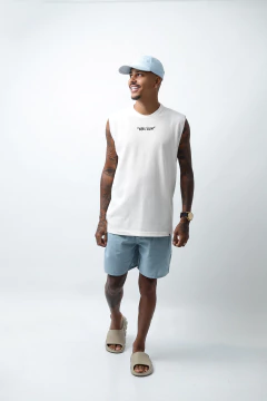 SHORT DE LINHO AZUL CLARO