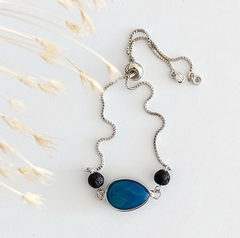 Pulseira Difusora Inox de Ágata Azul - comprar online