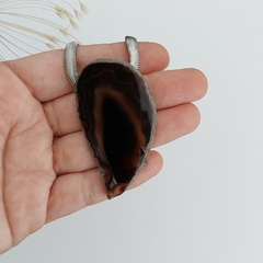 Colar Chapa de Ágata Natural Marrom - Tingida 01 na internet