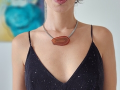 Colar Chapa de Ágata Natural Vermelha - Tingida 02 - comprar online