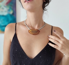 Colar Chapa de Ágata Natural Vermelha - Tingida 03 - comprar online