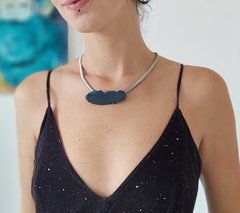 Colar Chapa de Ágata Natural Azul P - Tingida 01 - comprar online