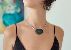 Colar Chapa de Ágata Natural Verde P - Tingida 03 - comprar online