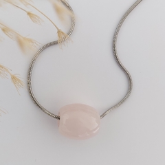 Colar de Quartzo Rosa - Oval