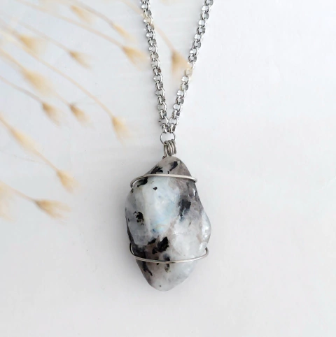 Colar de Pedra da Lua Verdadeira - Intuição e Fertilidade