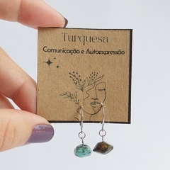 Brinco Argola Turquesa Africana Sextavado