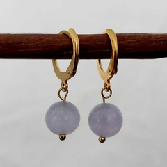 Brinco Dourado Água Marinha Esfera - comprar online