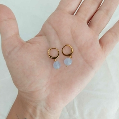 Brinco Dourado Água Marinha Esfera na internet