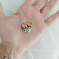 Brinco Dourado Amazonita Esfera - Pedra Natural na internet