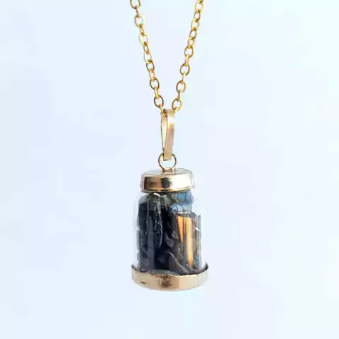 Colar Amuleto Ônix Proteção Dourado