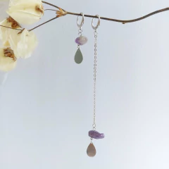 Brinco Gipsy Prata Irregular Gota - Ametista Cascalho