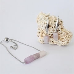 Conjunto Pulseira e Brinco - Kunzita - comprar online