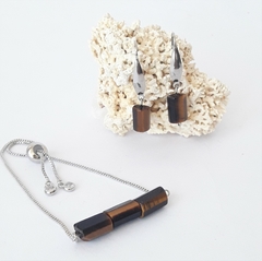 Conjunto Pulseira e Brinco - Olho de Tigre - comprar online