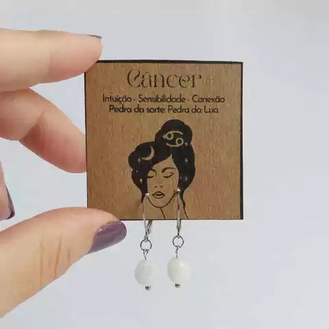 Brincos de Pedra Signo Câncer - Pedra da Lua
