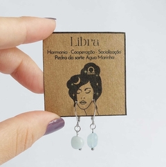 Brincos de Pedra Signo Libra - Água Marinha