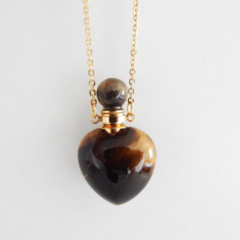 Colar Perfumeiro Dourado de Pedra Natural - Olho de Tigre -DEFEITO