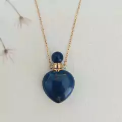Colar Perfumeiro de Pedras Naturais Dourado - Lápis Lazúli