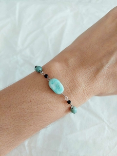 Pulseira Amazonita e Jade - Aço Inox na internet