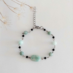 Pulseira Amazonita e Jade - Aço Inox - comprar online