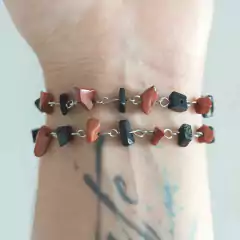 Pulseira de Pedra Obsidiana e Jaspe Vermelho - Cascalho - comprar online