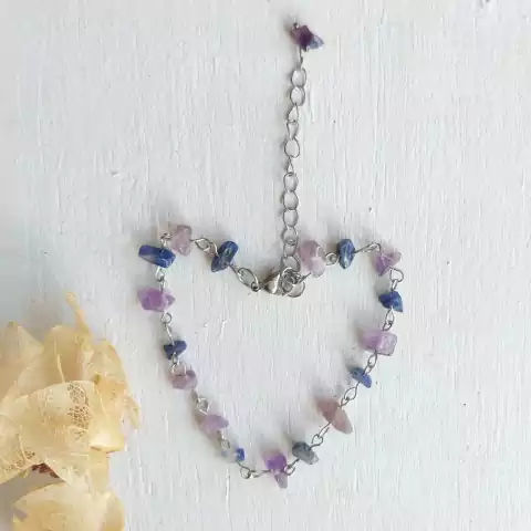 Pulseira de Pedra Sodalita e Ametista - Cascalho