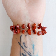 Pulseira de Pedra Jaspe Vermelha - Cascalho - comprar online