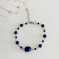 Pulseira Lápis Lazúli - Aço Inox - comprar online