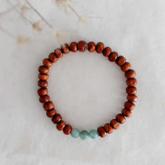 Pulseira Madeira e Jade Verde - Mel na internet