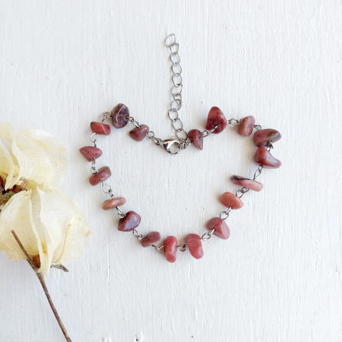 Pulseira de Pedra Rodonita - Cascalho