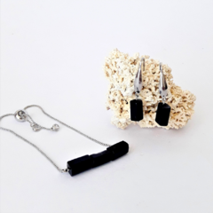 Conjunto Pulseira e Brinco - Turmalina Negra