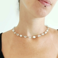 Colar Choker Pedra da Lua e Quartzo Cristal