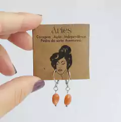 Brincos de Pedra Signo Áries - Aventurina Vermelha