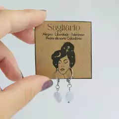 Brincos de Pedra Signo Sagitário - Calcedônia Azul