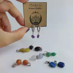 Brinco 7 chakras em pedras naturais - Terapias da Lua - Cristais Naturais | Acessórios Energéticos | Ervas e Aromas