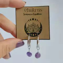 Brinco 7 chakras em pedras naturais