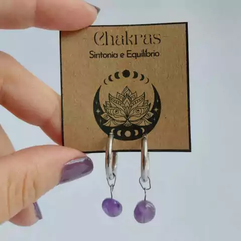 Brinco 7 chakras em pedras naturais