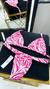 BIQUÍNI DE FITA ZEBRA BRANCO C/ ROSA