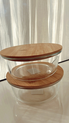 CONTENEDOR S DE VIDRIO REDONDO TAPA BAMBOO CIERRE HERMETICO - comprar online