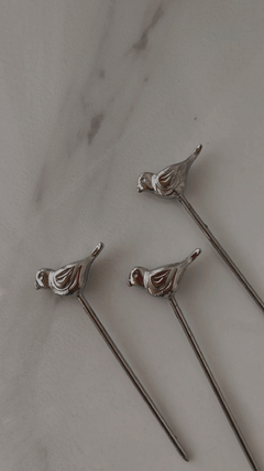 PINCHES X 6 PICADA pajaritos plata