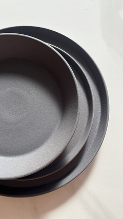 PLATOS X 6 HONDO MINIMALISTA GRIS GRAFITO