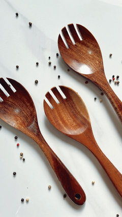 Duo de Tenedor y Cucharon de acacia 26 cm para ensaladas UTENSILIO