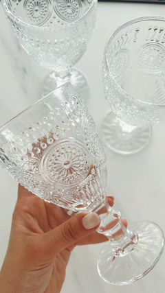 Copas REINA de Vidrio Labrada transparentes circulos x 6 unidades