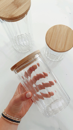 FRASCO VIDRIO VAINILLA + TAPA BAMBOO M