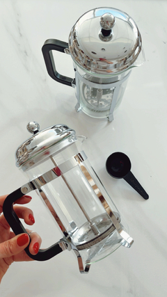 CAFETERA FRANCESA NEGRA VIDRIO + ACERO - 0014